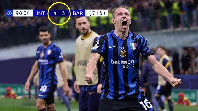 欧冠八强战第23分钟精彩远射进球